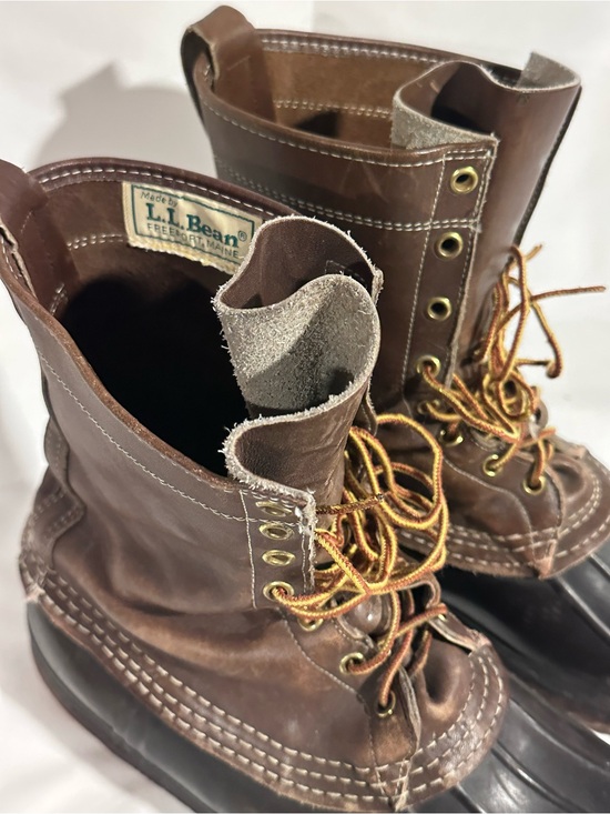L.L. Bean Dark Brown Leather and Black Rubber Waterproof Duck Boots